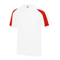 Arctic White-Fire Red - Front - AWDis Just Cool Kids Unisex Contrast Plain Sports T-Shirt