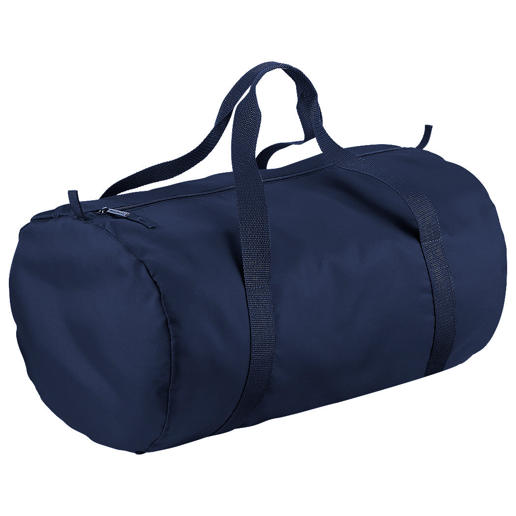 French Navy-French Navy - Front - BagBase Packaway Barrel Bag - Duffle Water Resistant Travel Bag (32 Litres) (Pack of 2)