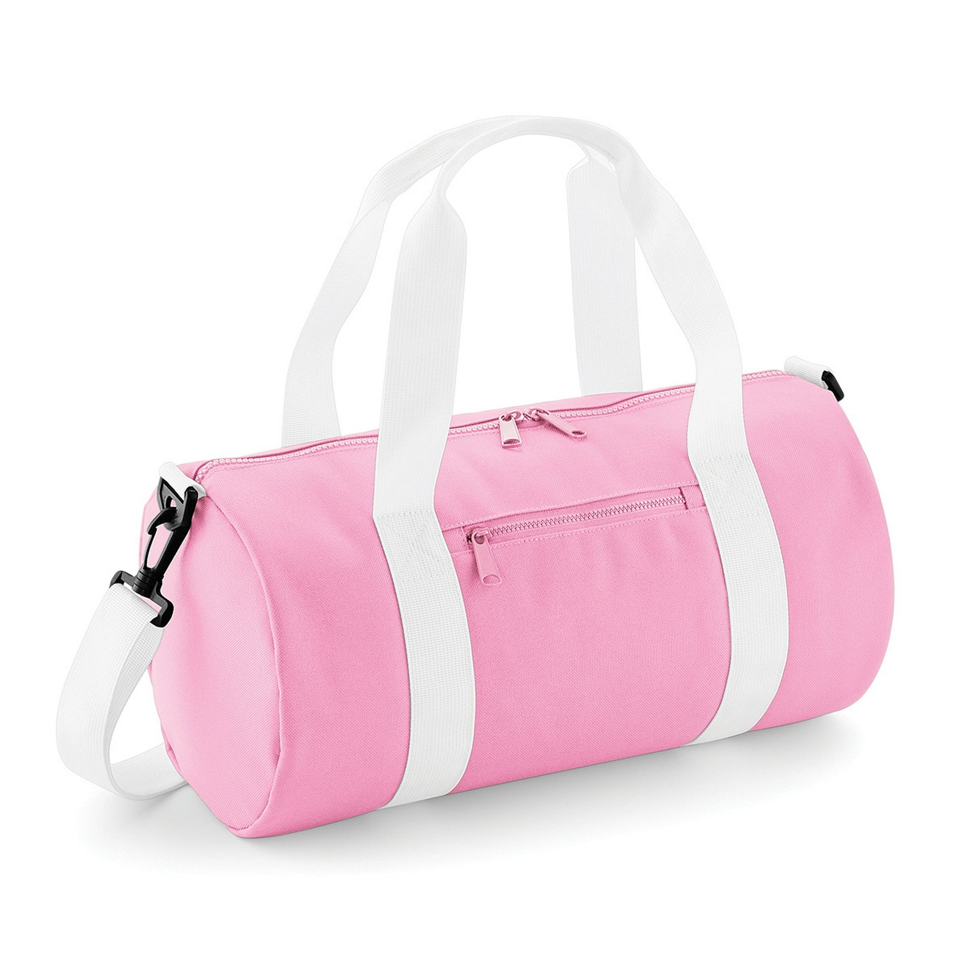 Classic Pink-White - Front - Bagbase Mini Barrel Bag (Pack of 2)