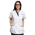 White- Navy - Back - Premier Womens-Ladies Daisy Healthcare Work Tunic (Pack of 2)