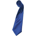 Marine Blue - Front - Premier Mens Plain Satin Tie (Narrow Blade) (Pack of 2)