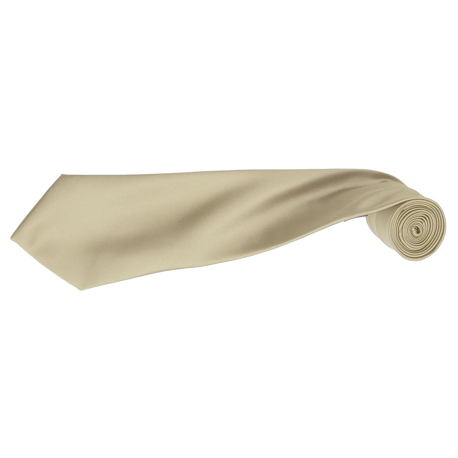Natural - Back - Premier Mens Plain Satin Tie (Narrow Blade) (Pack of 2)