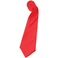 Strawberry Red - Front - Premier Mens Plain Satin Tie (Narrow Blade) (Pack of 2)
