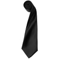 Black - Front - Premier Mens Plain Satin Tie (Narrow Blade) (Pack of 2)