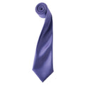 Purple - Front - Premier Mens Plain Satin Tie (Narrow Blade) (Pack of 2)