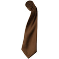 Brown - Front - Premier Mens Plain Satin Tie (Narrow Blade) (Pack of 2)