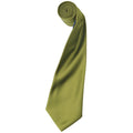 Khaki - Front - Premier Mens Plain Satin Tie (Narrow Blade) (Pack of 2)