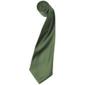 Olive - Front - Premier Mens Plain Satin Tie (Narrow Blade) (Pack of 2)