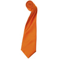 Orange - Front - Premier Mens Plain Satin Tie (Narrow Blade) (Pack of 2)
