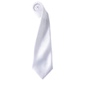 White - Front - Premier Mens Plain Satin Tie (Narrow Blade) (Pack of 2)