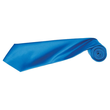 Sapphire - Back - Premier Mens Plain Satin Tie (Narrow Blade) (Pack of 2)
