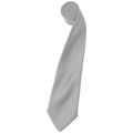 Silver Grey - Front - Premier Mens Plain Satin Tie (Narrow Blade) (Pack of 2)