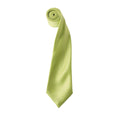 Lime - Front - Premier Mens Plain Satin Tie (Narrow Blade) (Pack of 2)