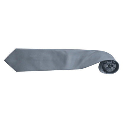 Grey - Back - Premier Mens “Colours” Plain Fashion - Business Tie (Pack of 2)