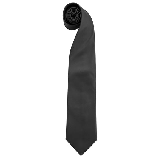 Black - Front - Premier Mens “Colours” Plain Fashion - Business Tie (Pack of 2)