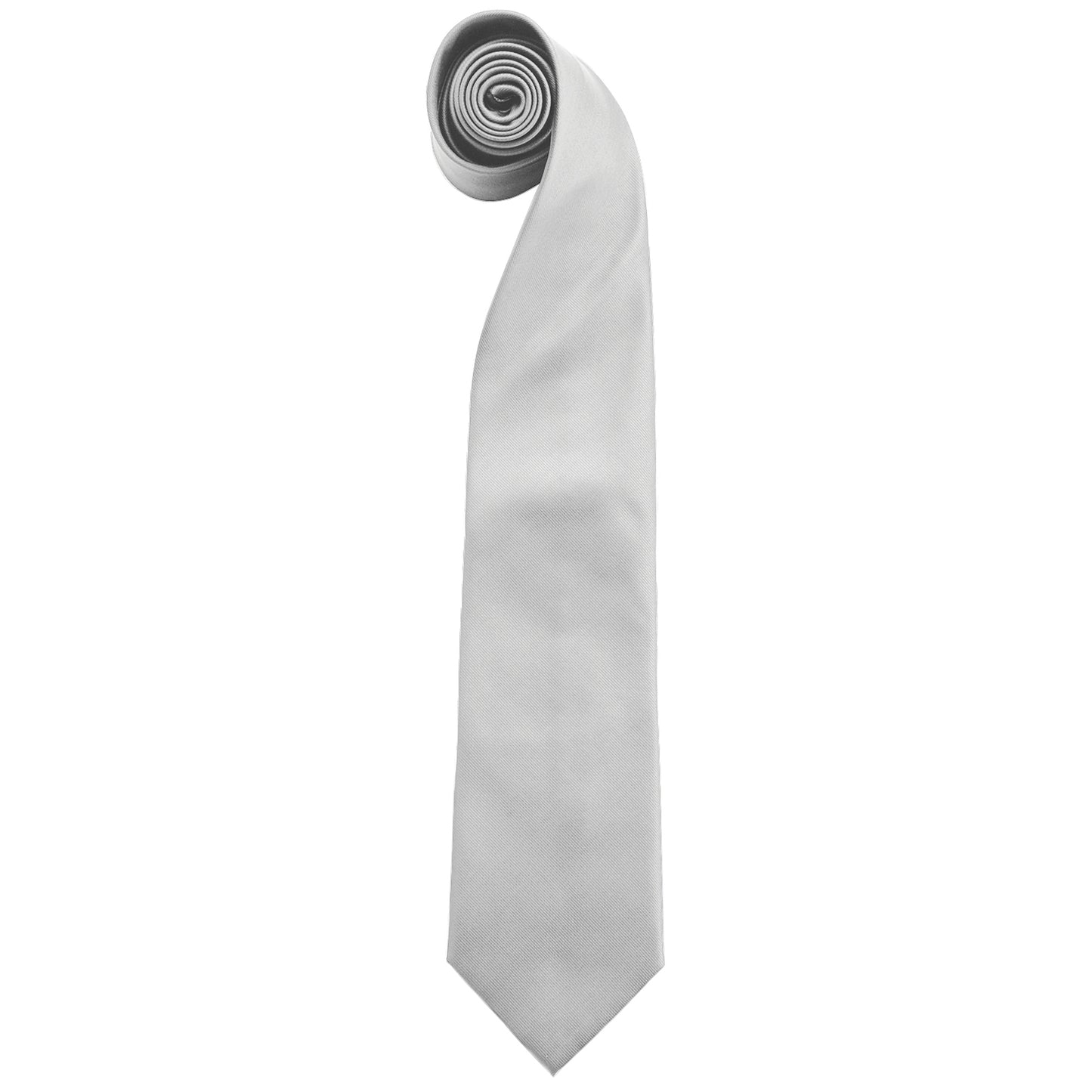 Silver - Front - Premier Mens “Colours” Plain Fashion - Business Tie (Pack of 2)