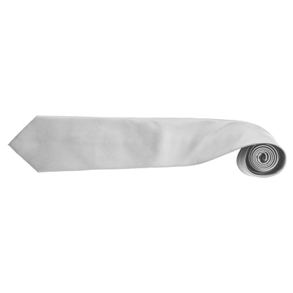 Silver - Back - Premier Mens Fashion ”Colours” Work Clip On Tie (Pack of 2)