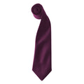 Aubergine - Front - Premier Colours Mens Satin Clip Tie (Pack of 2)