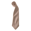 Khaki - Front - Premier Colours Mens Satin Clip Tie (Pack of 2)