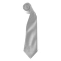 Silver Grey - Front - Premier Colours Mens Satin Clip Tie (Pack of 2)