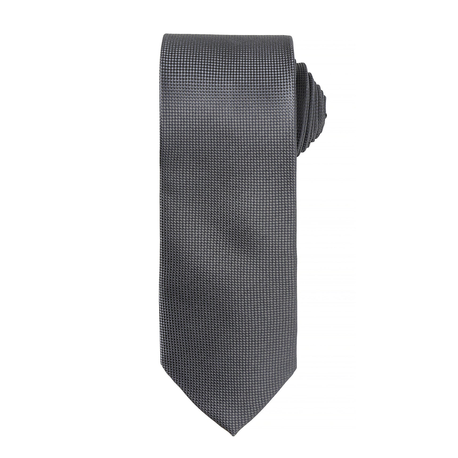 Dark Grey - Front - Premier Mens Micro Waffle Formal Work Tie (Pack of 2)