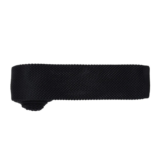 Black - Back - Premier Mens Slim Textured Knit Effect Tie (Pack of 2)