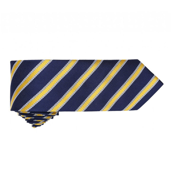 Navy-Gold - Back - Premier Mens Waffle Stripe Formal Business Tie (Pack of 2)