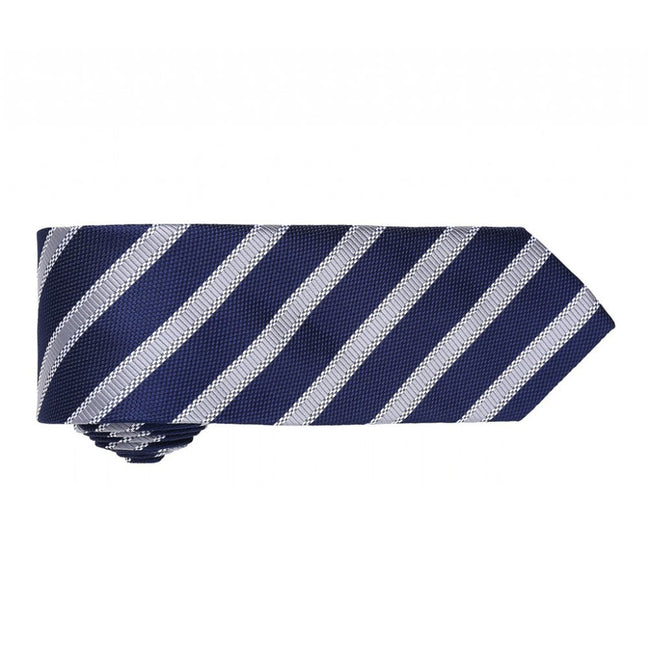 Navy-Silver - Back - Premier Mens Waffle Stripe Formal Business Tie (Pack of 2)