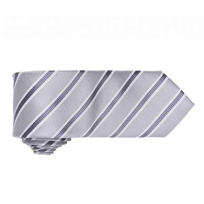 Silver-Dark Grey - Back - Premier Mens Waffle Stripe Formal Business Tie (Pack of 2)