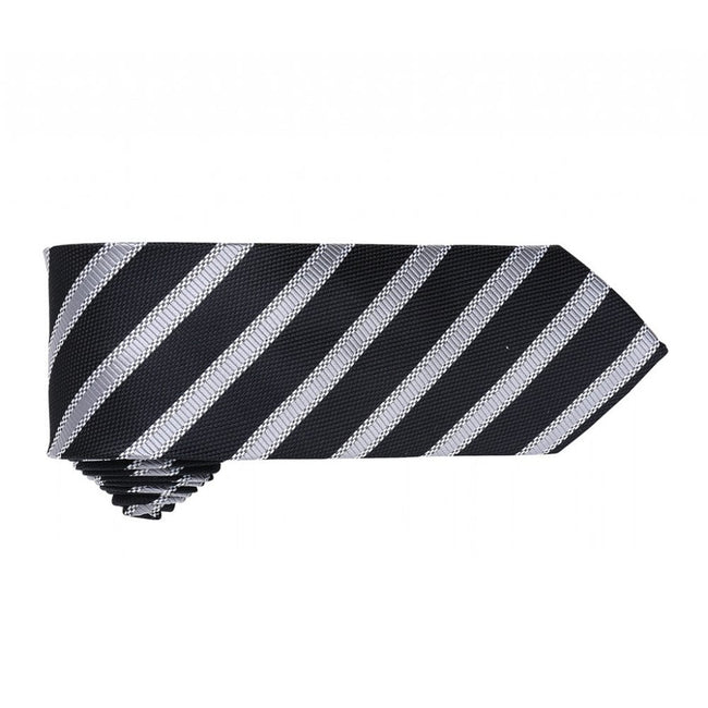 Black-Dark Grey - Back - Premier Mens Waffle Stripe Formal Business Tie (Pack of 2)