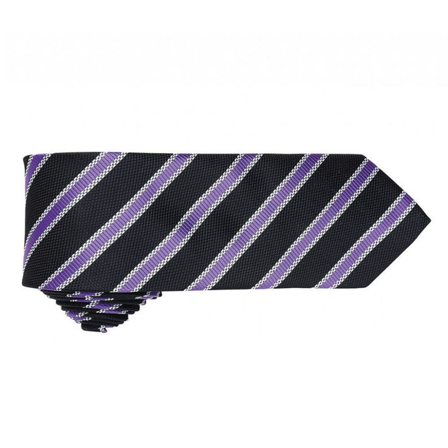 Black-Rich Violet - Back - Premier Mens Waffle Stripe Formal Business Tie (Pack of 2)