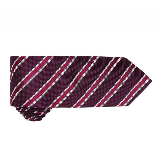 Burgundy- Aubergine - Back - Premier Mens Waffle Stripe Formal Business Tie (Pack of 2)
