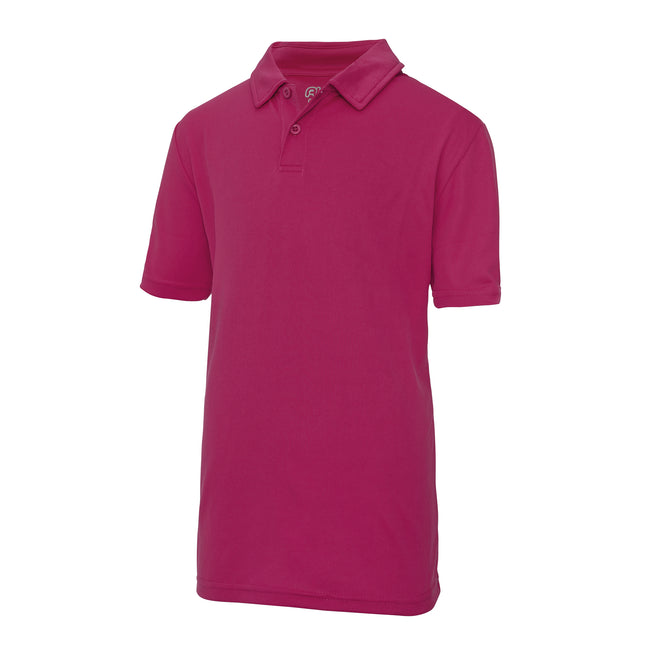 Hot Pink - Front - AWDis Just Cool Kids Unisex Sports Polo Plain Shirt
