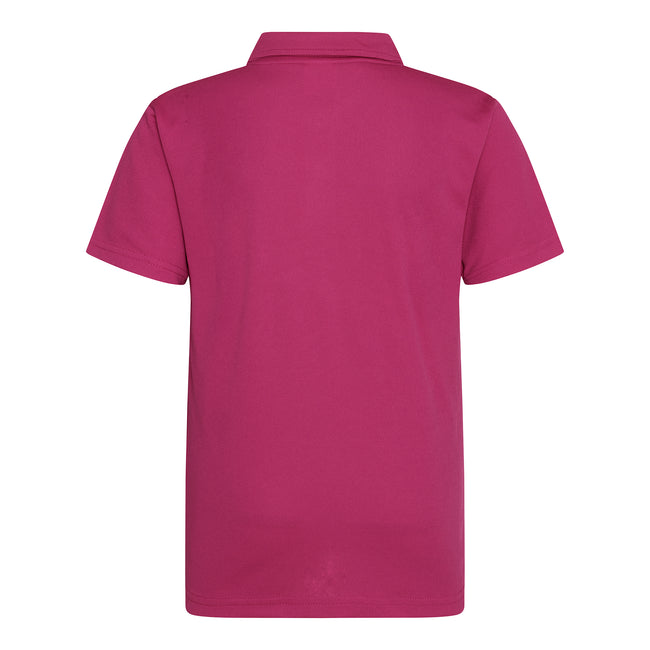 Hot Pink - Back - AWDis Just Cool Kids Unisex Sports Polo Plain Shirt