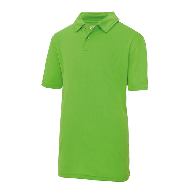 Lime - Front - AWDis Just Cool Kids Unisex Sports Polo Plain Shirt