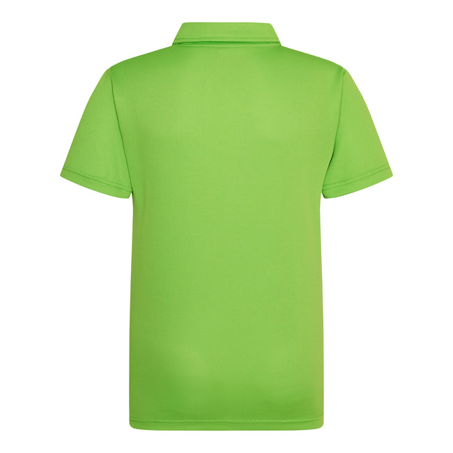 Lime - Back - AWDis Just Cool Kids Unisex Sports Polo Plain Shirt