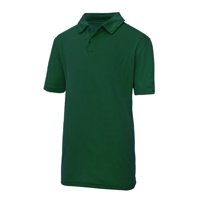 Bottle Green - Front - AWDis Just Cool Kids Unisex Sports Polo Plain Shirt