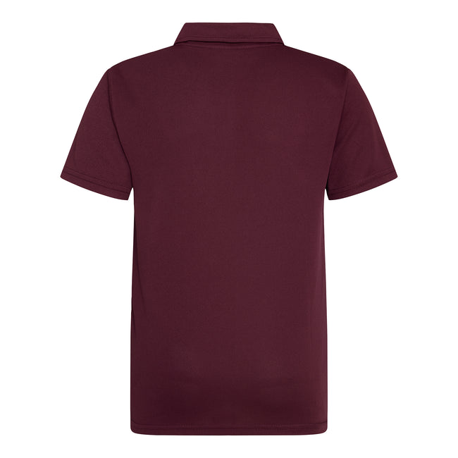 Burgundy - Back - AWDis Just Cool Kids Unisex Sports Polo Plain Shirt