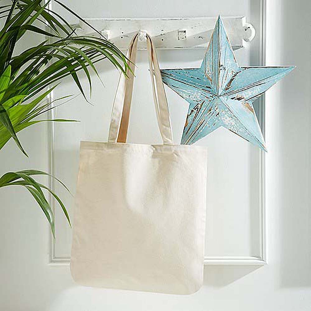 Natural - Back - Westford Mill EarthAware Organic Cotton Spring Tote Bag (Pack of 2)
