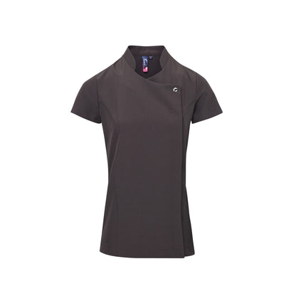 Dark Grey - Front - Premier Ladies-Womens *Blossom* Tunic - Health Beauty & Spa - Workwear (Pack of 2)