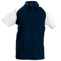 Navy-Light Grey-White - Front - Kariban Mens Contrast Baseball Polo Shirt