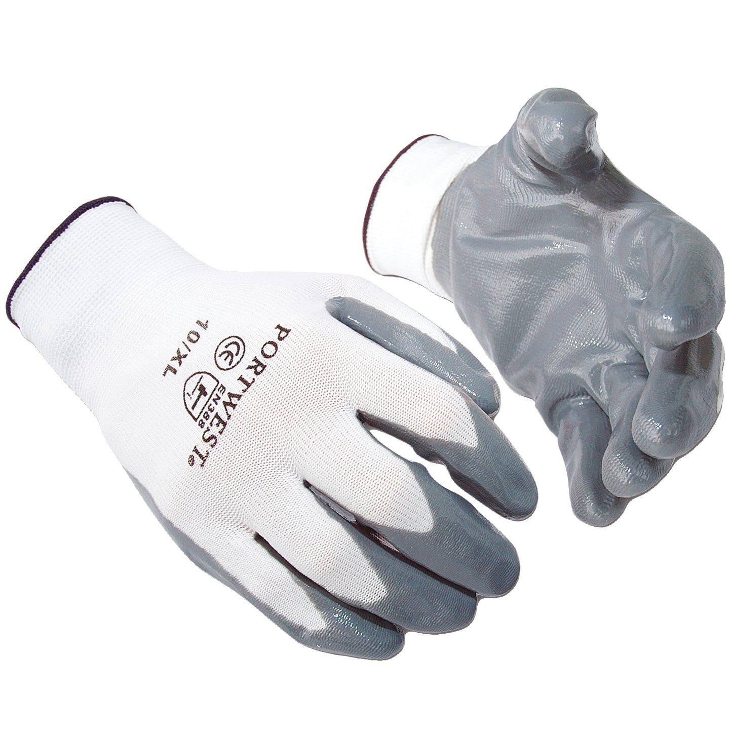 Grey - Front - Portwest Flexo Grip Nitrile Gloves (A310) - Safetywear - Workwear (Pack of 2)