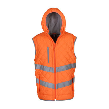 Orange - Front - Yoko Unisex Adults Hi Vis Kensington Hooded Gilet (Pack of 2)