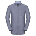 Oxford Navy-Oxford Blue - Front - Russell Collection Mens Long Sleeve Tailored Oxford shirt