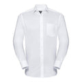 White - Front - Russell Collection Mens Long Sleeve Tailored Coolmax Shirt