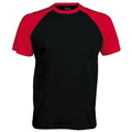 Black-Red - Front - Kariban Mens Short Sleeve Baseball T-Shirt