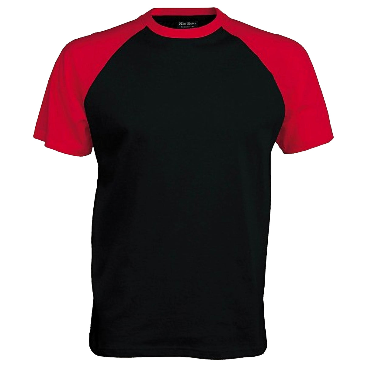 Black-Red - Front - Kariban Mens Short Sleeve Baseball T-Shirt