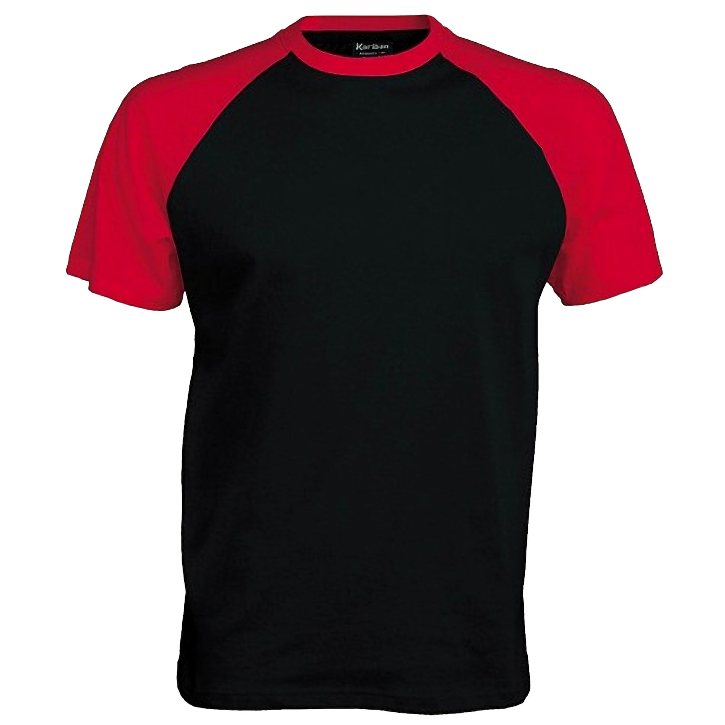 Black-Red - Front - Kariban Mens Short Sleeve Baseball T-Shirt