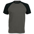 Slate Grey-Black - Front - Kariban Mens Short Sleeve Baseball T-Shirt