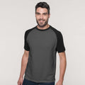 Slate Grey-Black - Back - Kariban Mens Short Sleeve Baseball T-Shirt